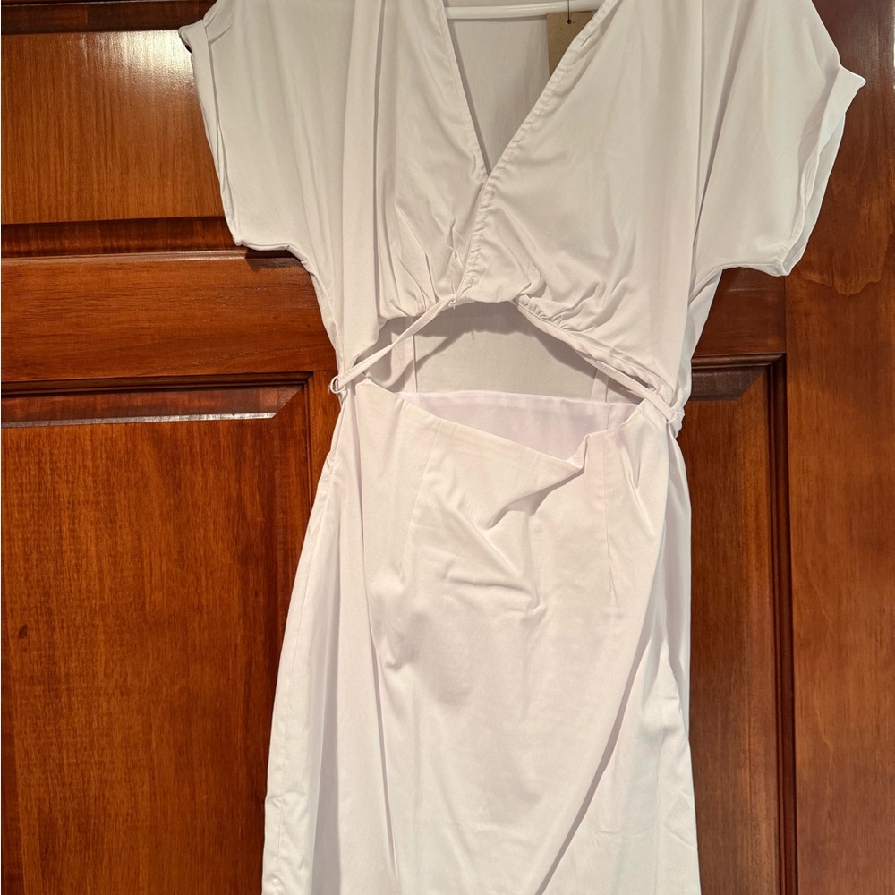 DO+BE White V-Neck Sundress with Cap Dolman Sleeves